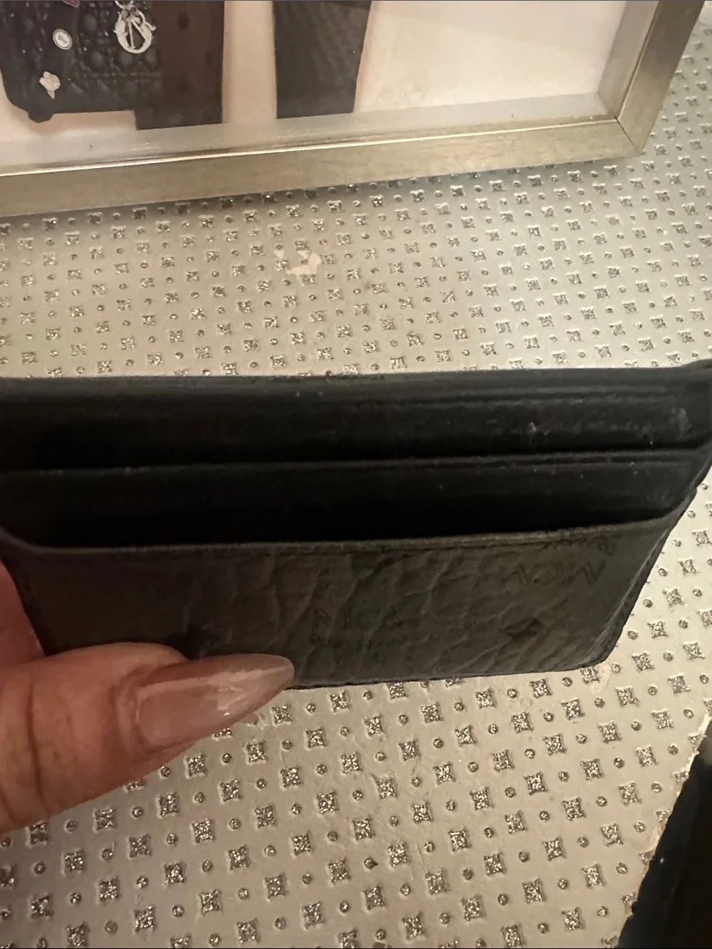 MCM Black Embossed Logo Slim Card Sleeve